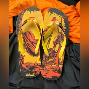 Biltwell El Diablo Run Flip Flops Motorcycle Chopper Flojo Helmet Beer Cerveza